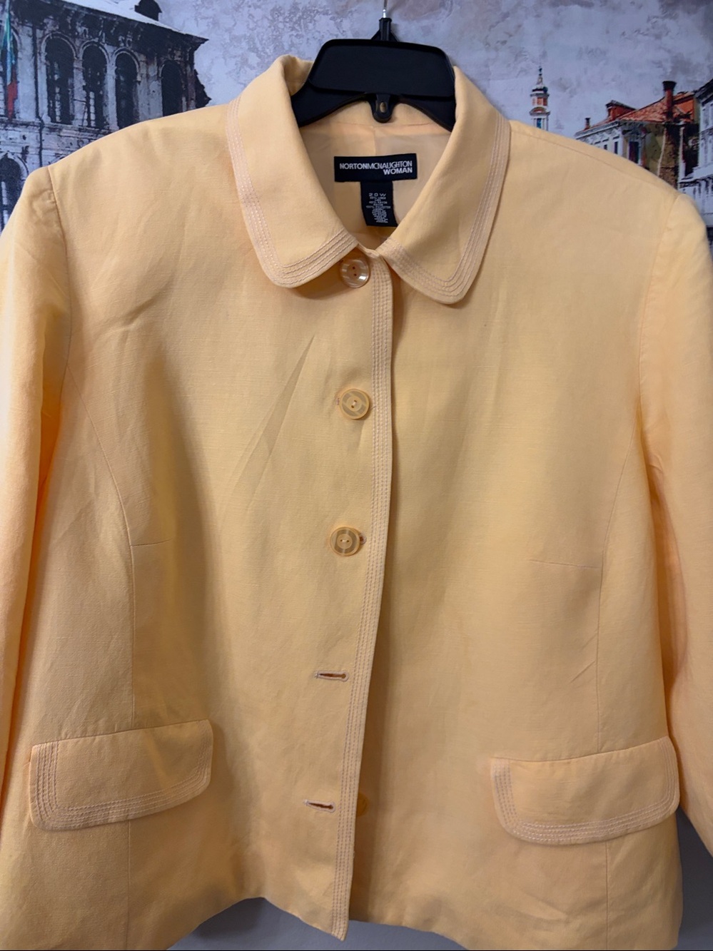Worthington Light Yellow Button-Up Blazer